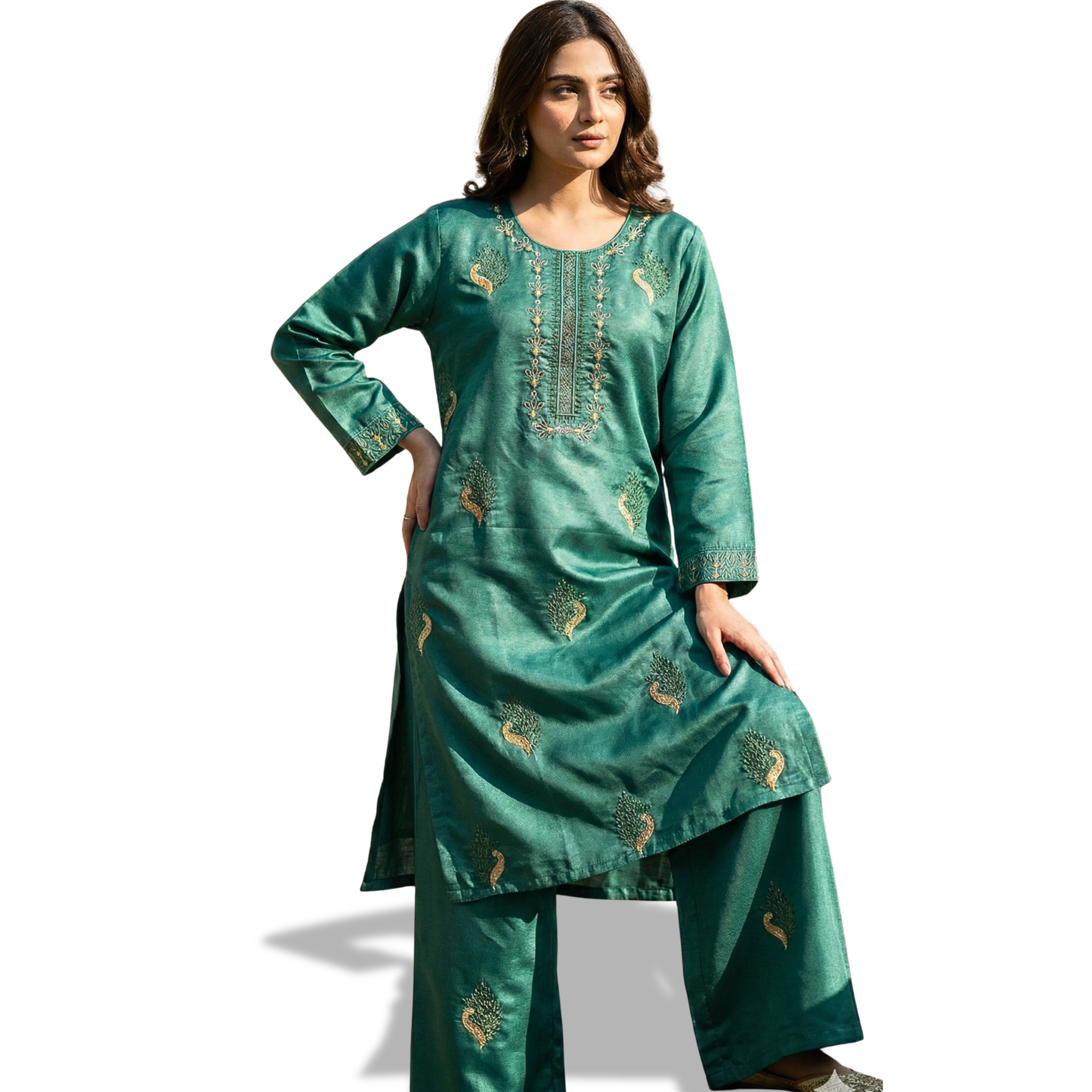 ✨ Premium Khadi Net Embroidered 2-Piece Set