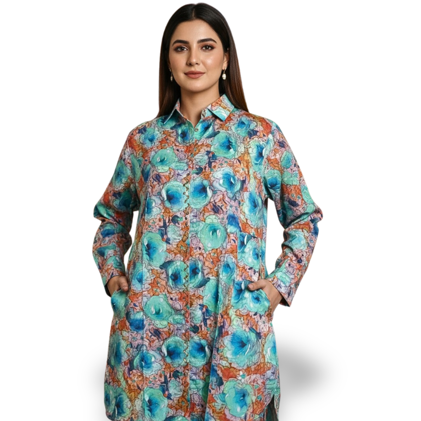 Printed Winter Linen 2-Piece Suit | Trendy & Warm