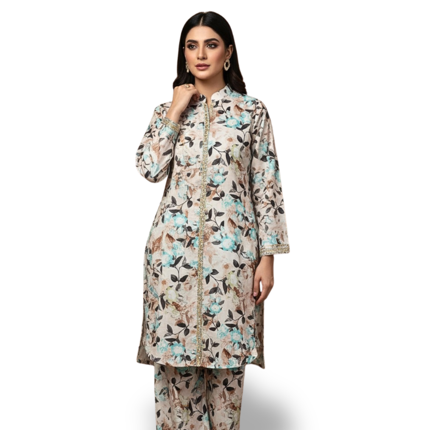 Printed Winter Linen 2-Piece Suit | Trendy & Warm